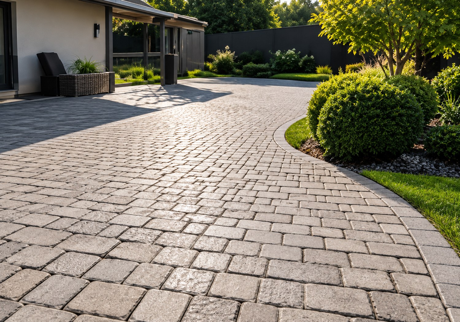 Allée pavée nettoyée